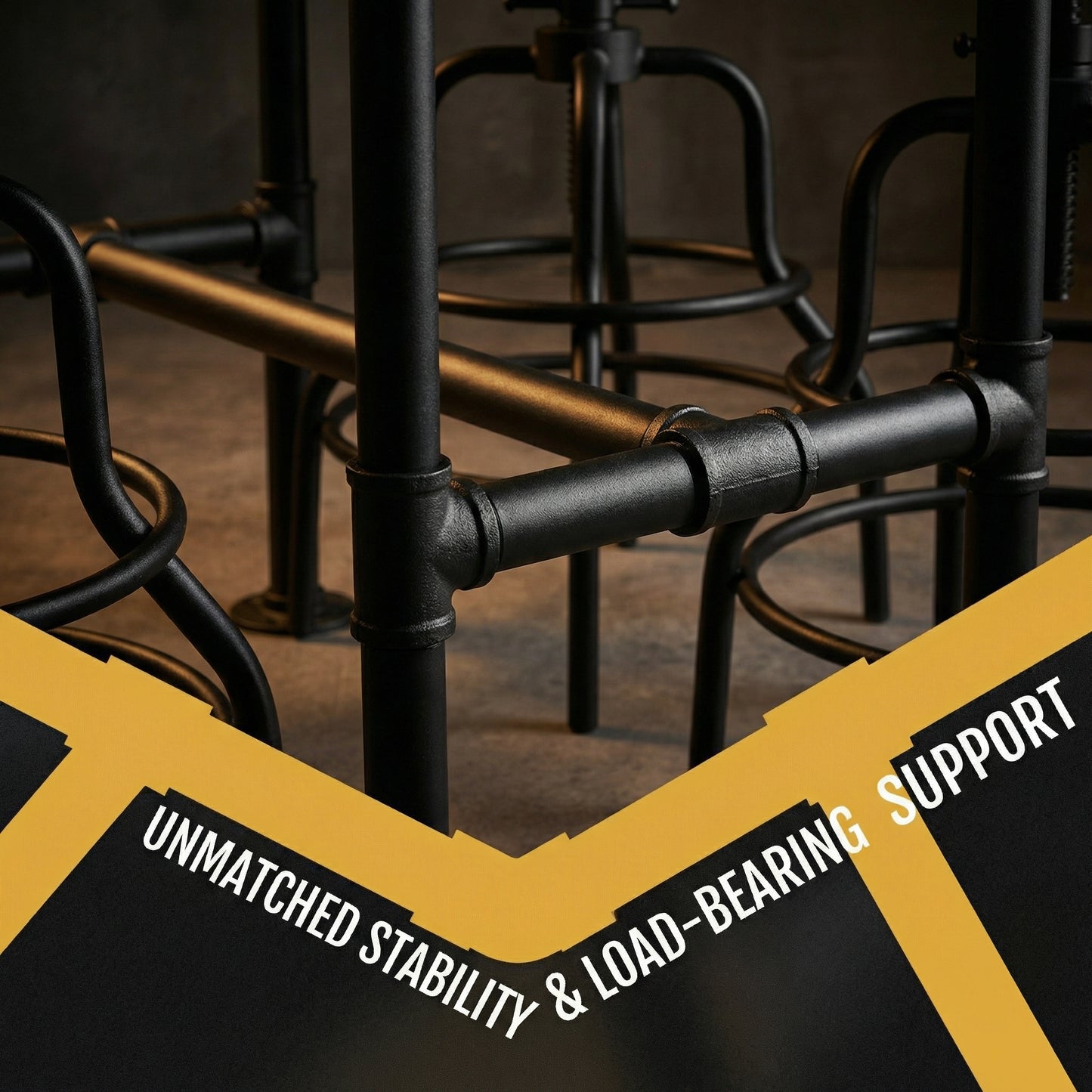 Industrial Bar Table and 4 Stools Set, Solid Pine Wood with Black Walnut Finish, Fixed Height Bar Height Table with Adjustable Stools for Kitchen, Dining Room, Home Bar & Cafe