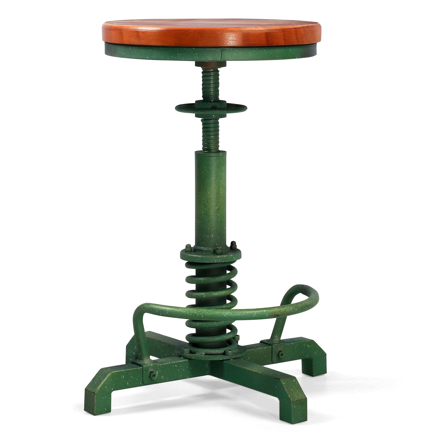 American Antique Steampunk Bar Stool 20.47"-24.41"  Vintage Farm Wooden Seat Tractor Stool Kitchen Swivel Height Adjustable bar Stool （Antique Green）