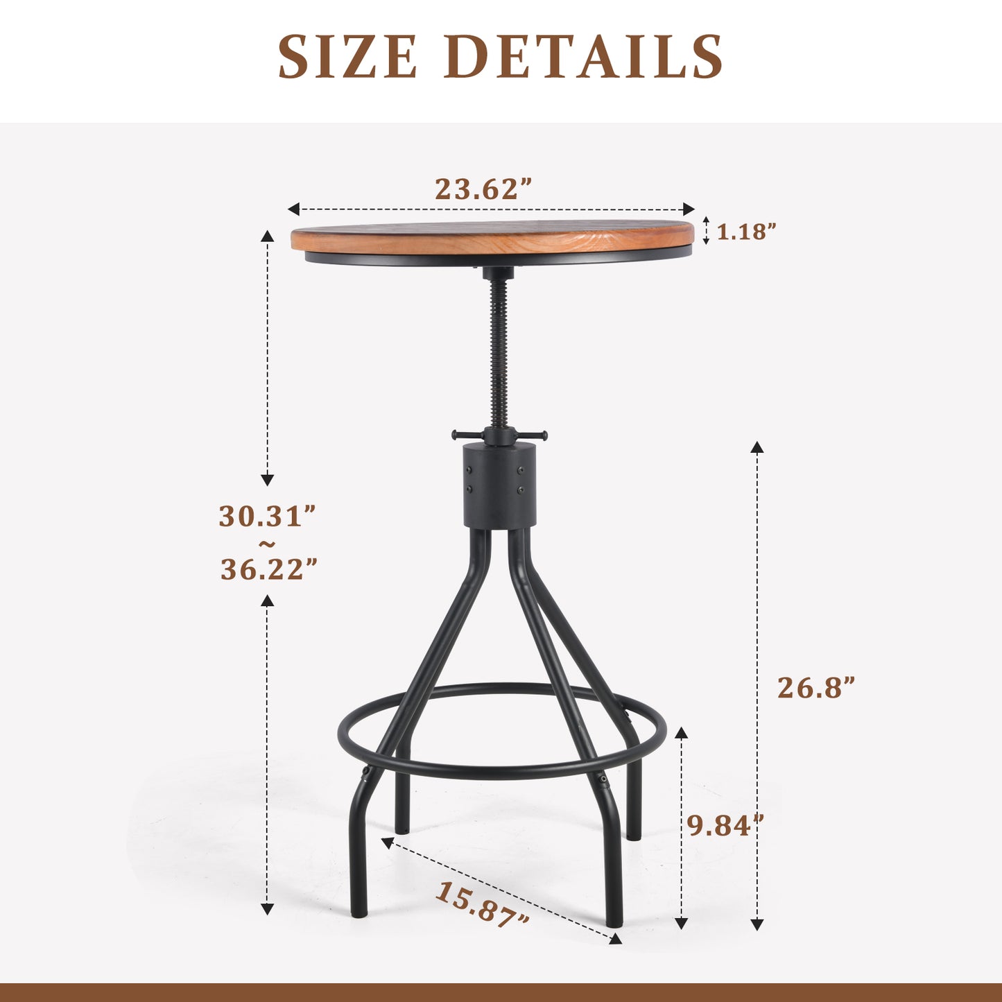 Set OF 3,Industrial Bar Table  Person Rustic Bistro Table with Chairs Vintage Cafe Table Set Farmhouse Breakfast Table Set