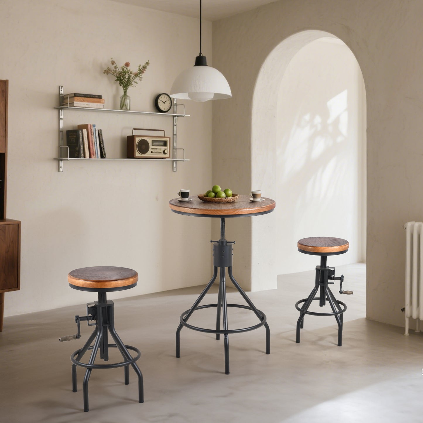 Set OF 3,Industrial Bar Table  Person Rustic Bistro Table with Chairs Vintage Cafe Table Set Farmhouse Breakfast Table Set