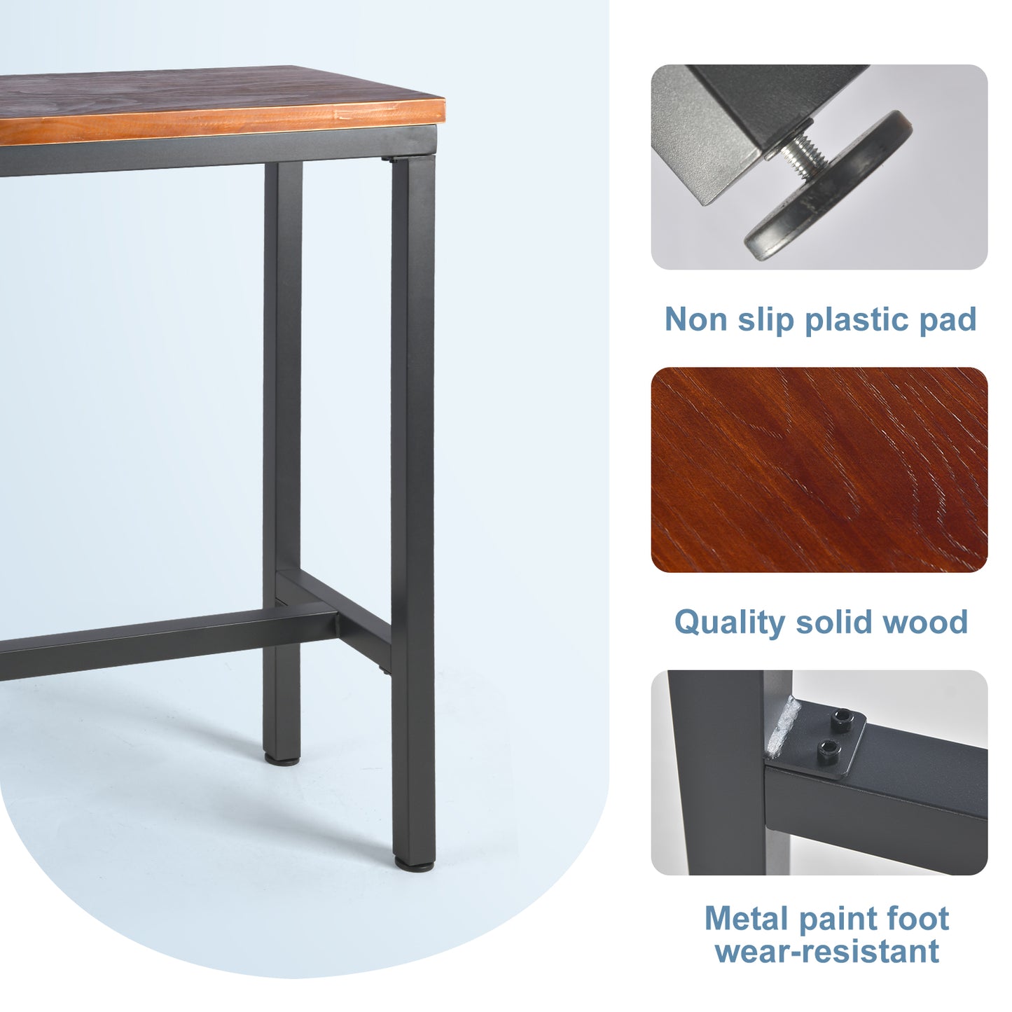 Industrial 41.33inch Height Bar Table Vintage Design Bistro Table Rustic Kitchen Dining Breakfast Desk Farmhouse Office Computer Desk Wooden Top Pub Coffee Table(Brown)