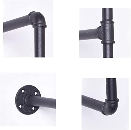 DIY Industrial Black Pipe Bookshelf Wall Ceiling Mounted Open Bookshelf Parts Bracket Kit DIY Project  Plank not Included