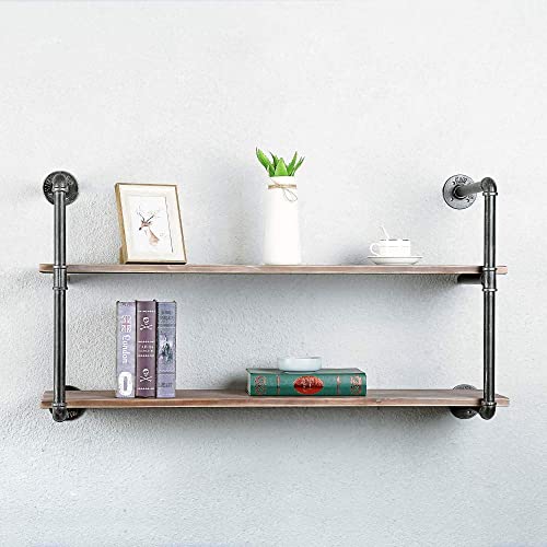DIY Industrial Black Pipe Bookshelf Wall Ceiling Mounted Open Bookshelf Parts Bracket Kit DIY Project  Plank not Included