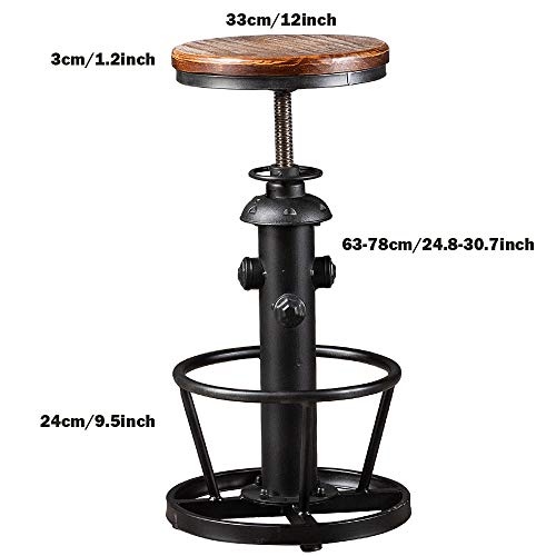 Industrial Bar Stools Kitchen Island Dining Chairs Swivel Wooden