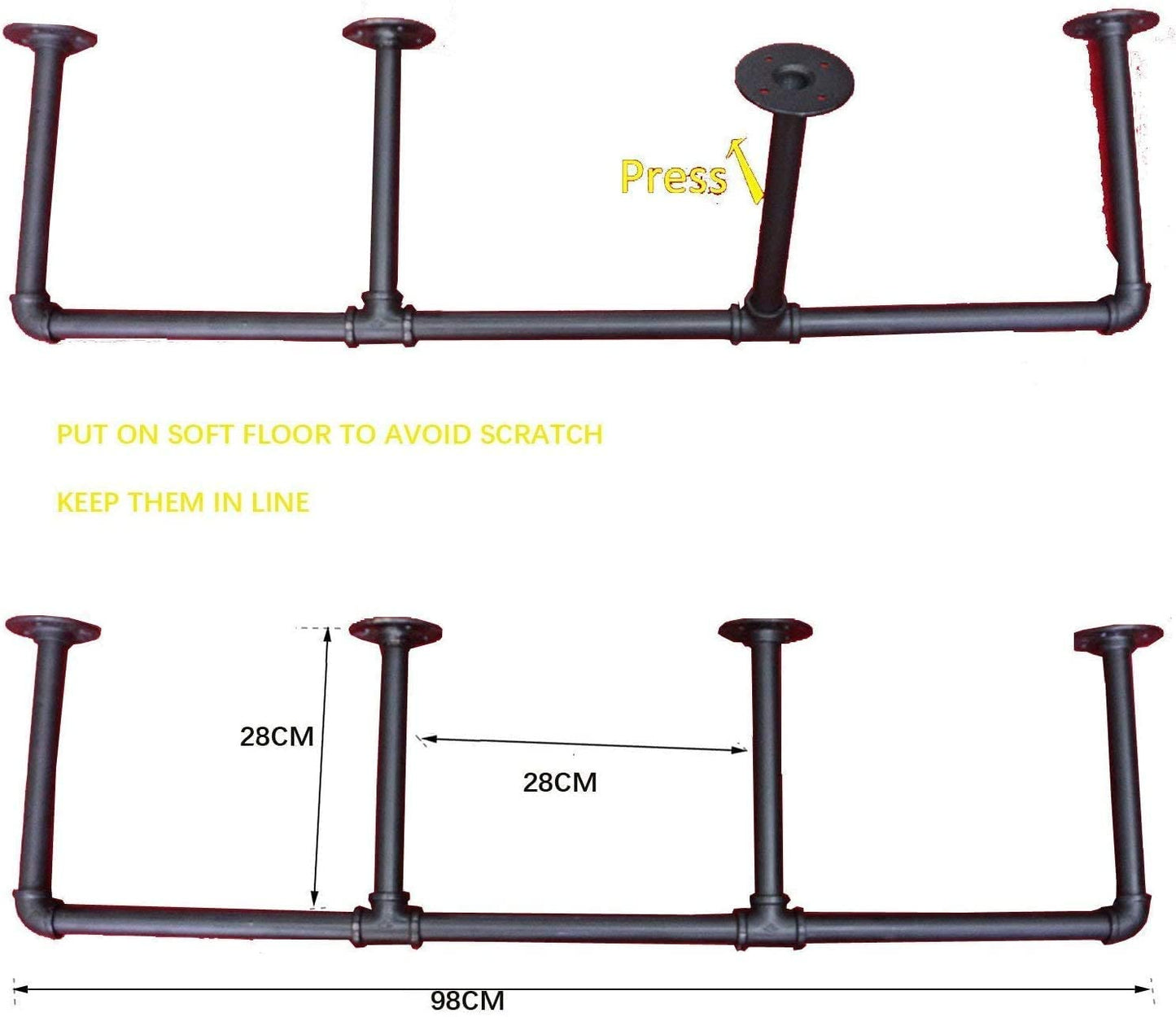 DIY Industrial Black Pipe Bookshelf Wall Ceiling Mounted Open Bookshelf Parts Bracket Kit DIY Project  Plank not Included