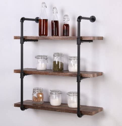 DIY Industrial Black Pipe Bookshelf Wall Ceiling Mounted Open Bookshelf Parts Bracket Kit DIY Project  Plank not Included