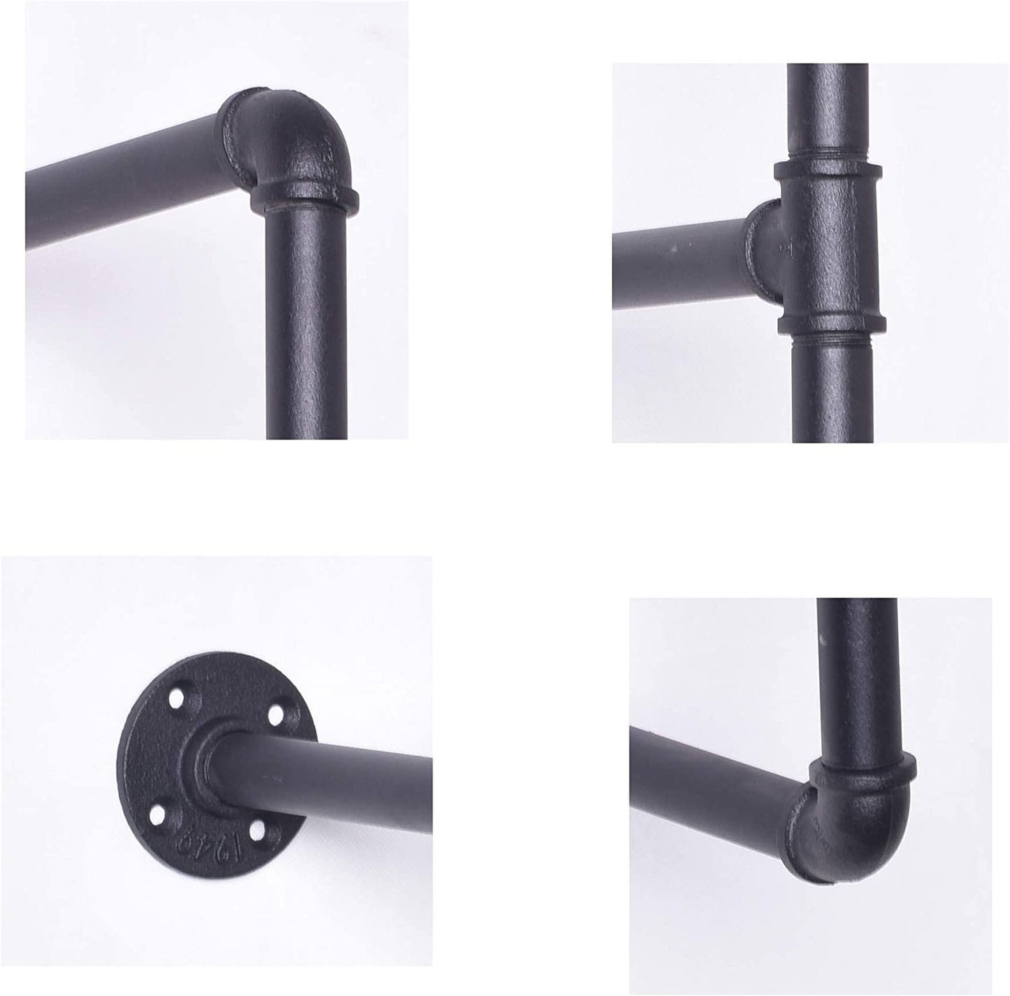 DIY Industrial Black Pipe Bookshelf Wall Ceiling Mounted Open Bookshelf Parts Bracket Kit DIY Project  Plank not Included