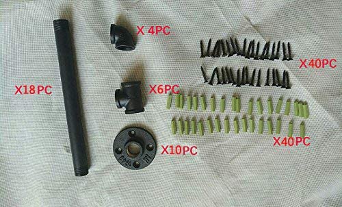 DIY Industrial Black Pipe Bookshelf Wall Ceiling Mounted Open Bookshelf Parts Bracket Kit DIY Project  Plank not Included